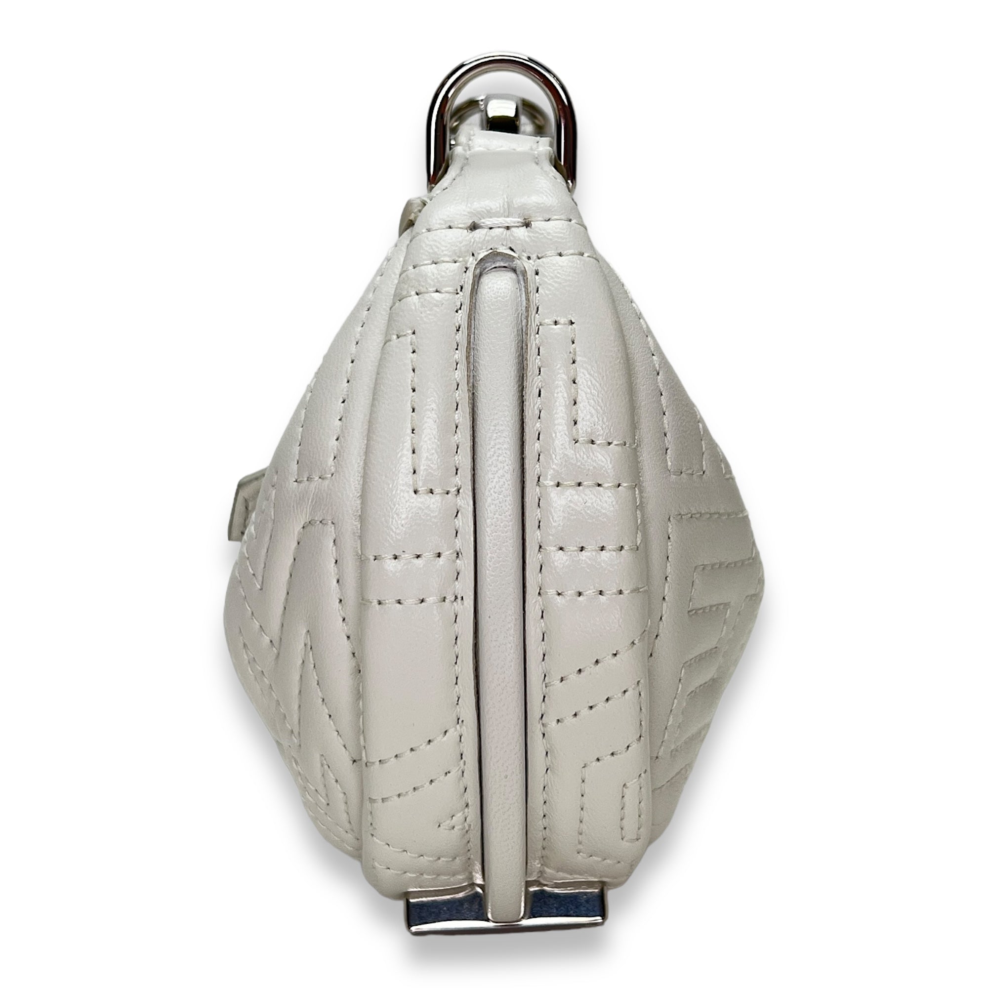 Fendigraphy Nano White Top Handle Bag in Calfskin, Silver hardware