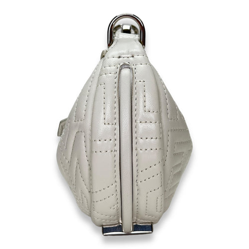 Fendigraphy Nano White Top Handle Bag in Calfskin, Silver hardware