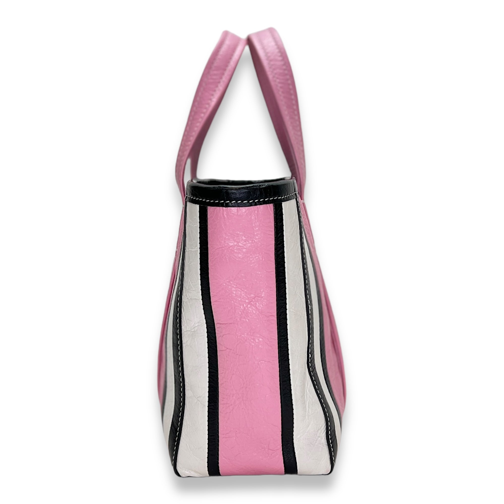 Barbes East West Pink Tote Bag in Calfskin, Silver hardware