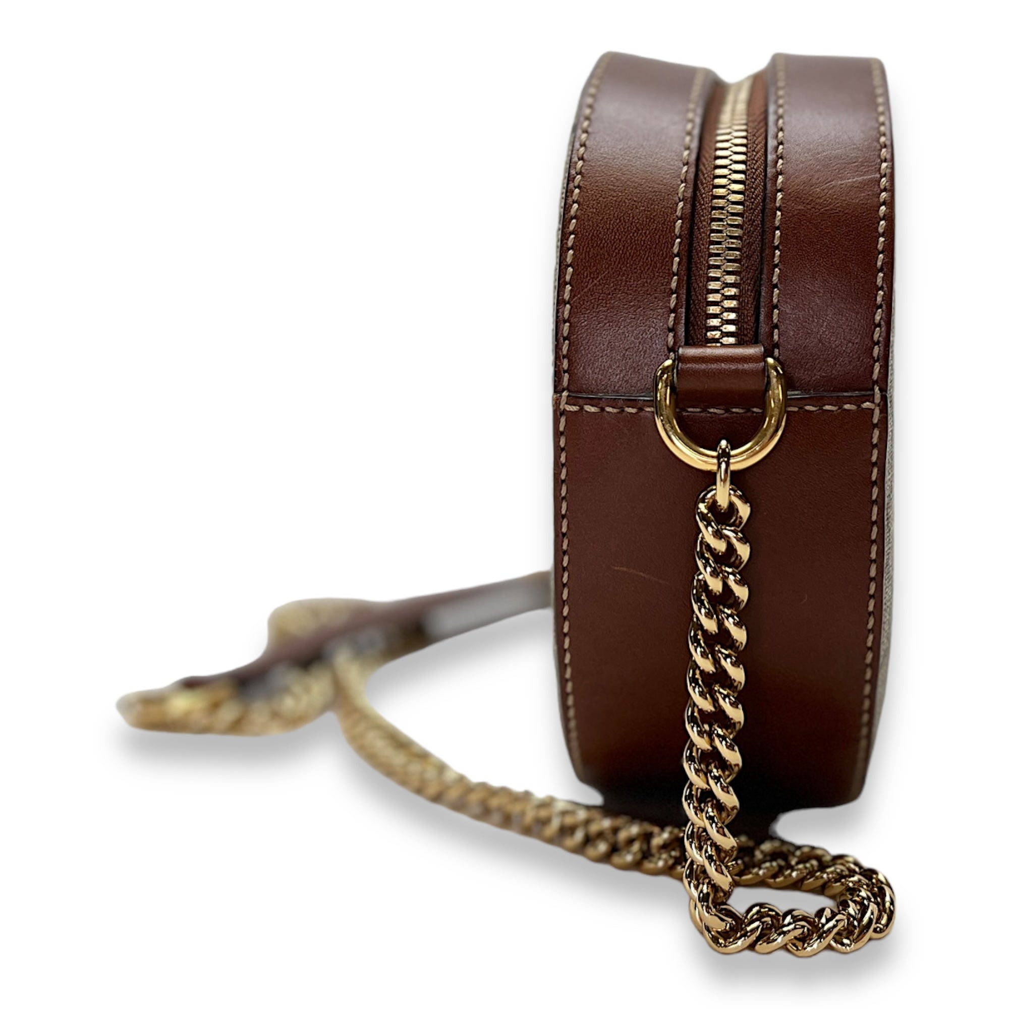 GG supreme Crossbody Bag  Brown in Coated Canvas , Gold Hardware