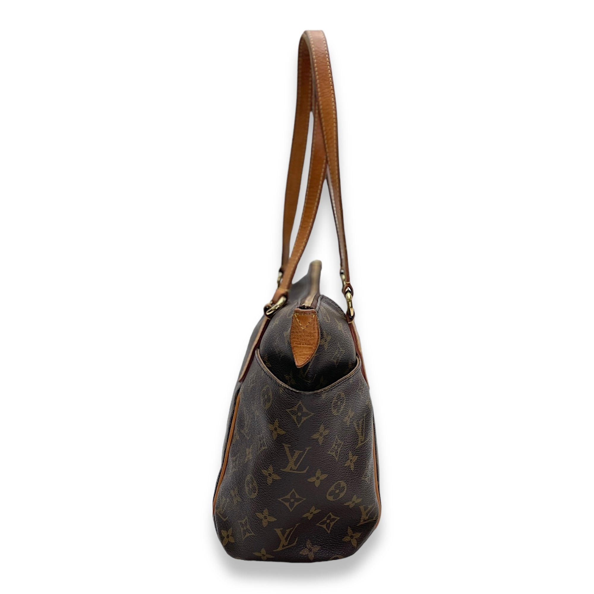 Totally PM Brown Shoulder Bag in Monogram Coated Canvas, Gold hardware