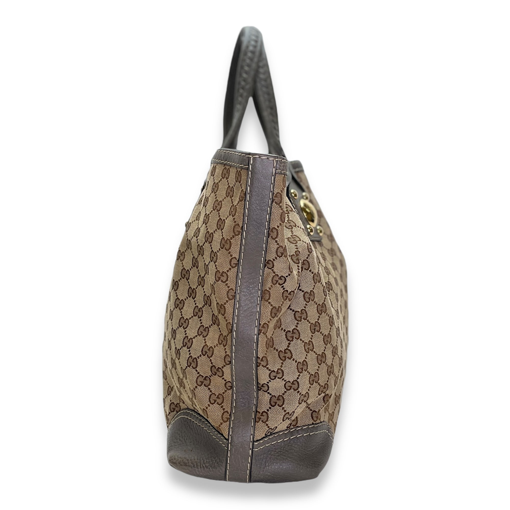 Tote Grey Tote Bag in Jacquard, Gold hardware