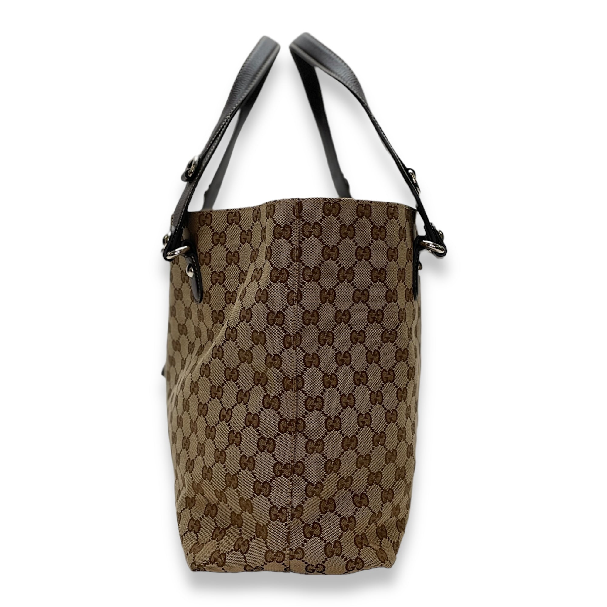 GG Brown Tote Bag in Jacquard, Light Gold hardware