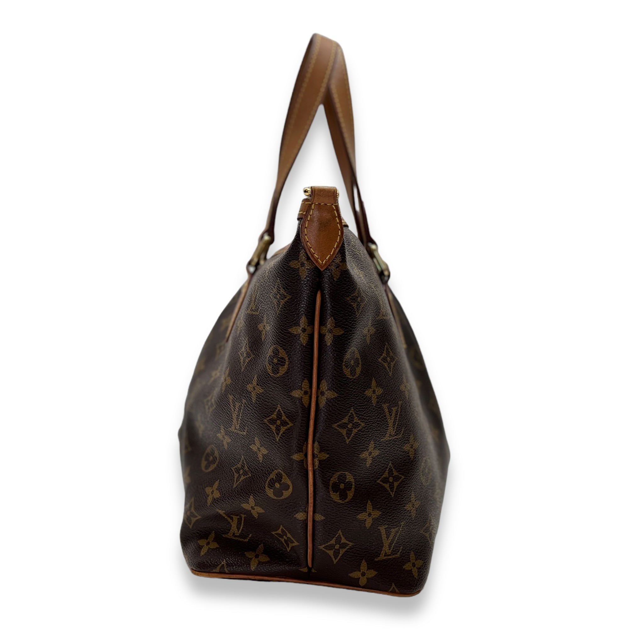 Palermo Top Handle Bag  Brown in Monogram Coated Canvas , Gold Hardware