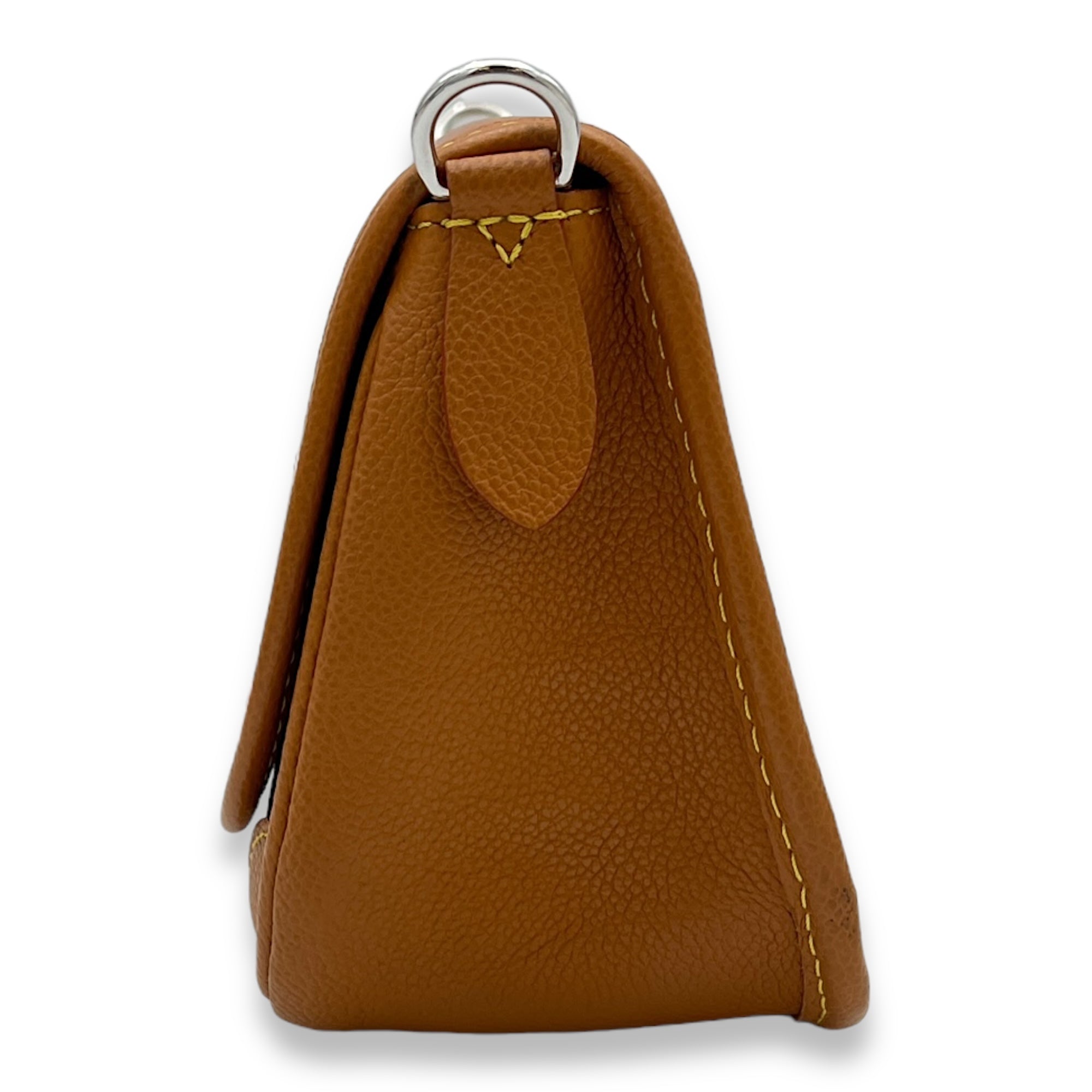 Buci Brown Shoulder Bag in Epi Leather, Silver hardware