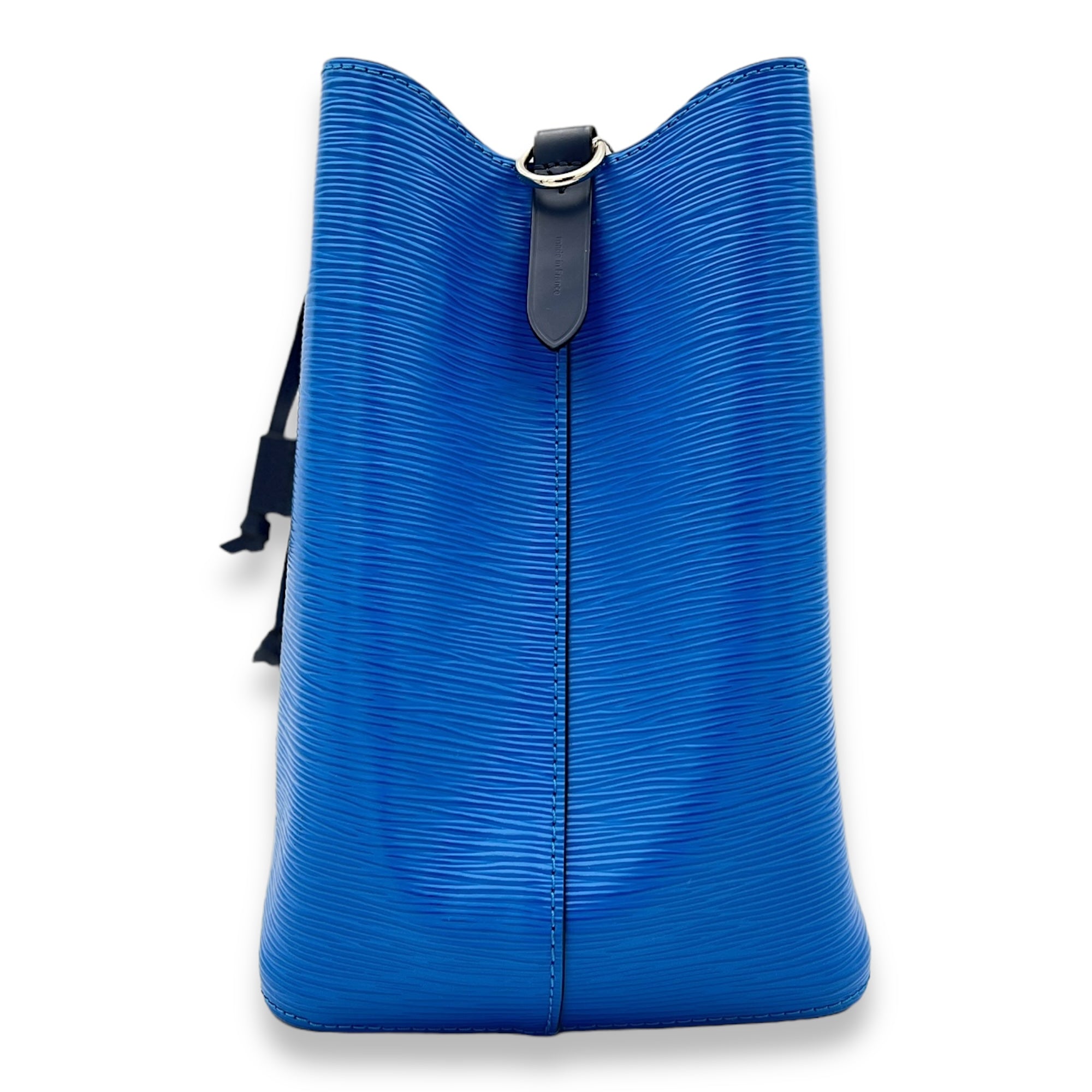 NeoNoe MM Blue Bucket Bag in Epi Leather, Silver hardware