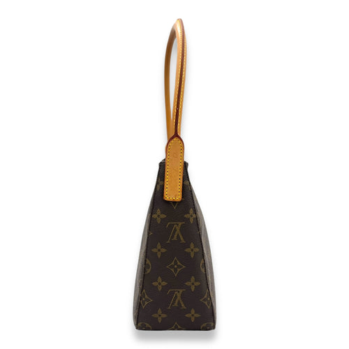 Looping Shoulder Bag MM Brown in Monogram Coated Canvas, Gold hardware