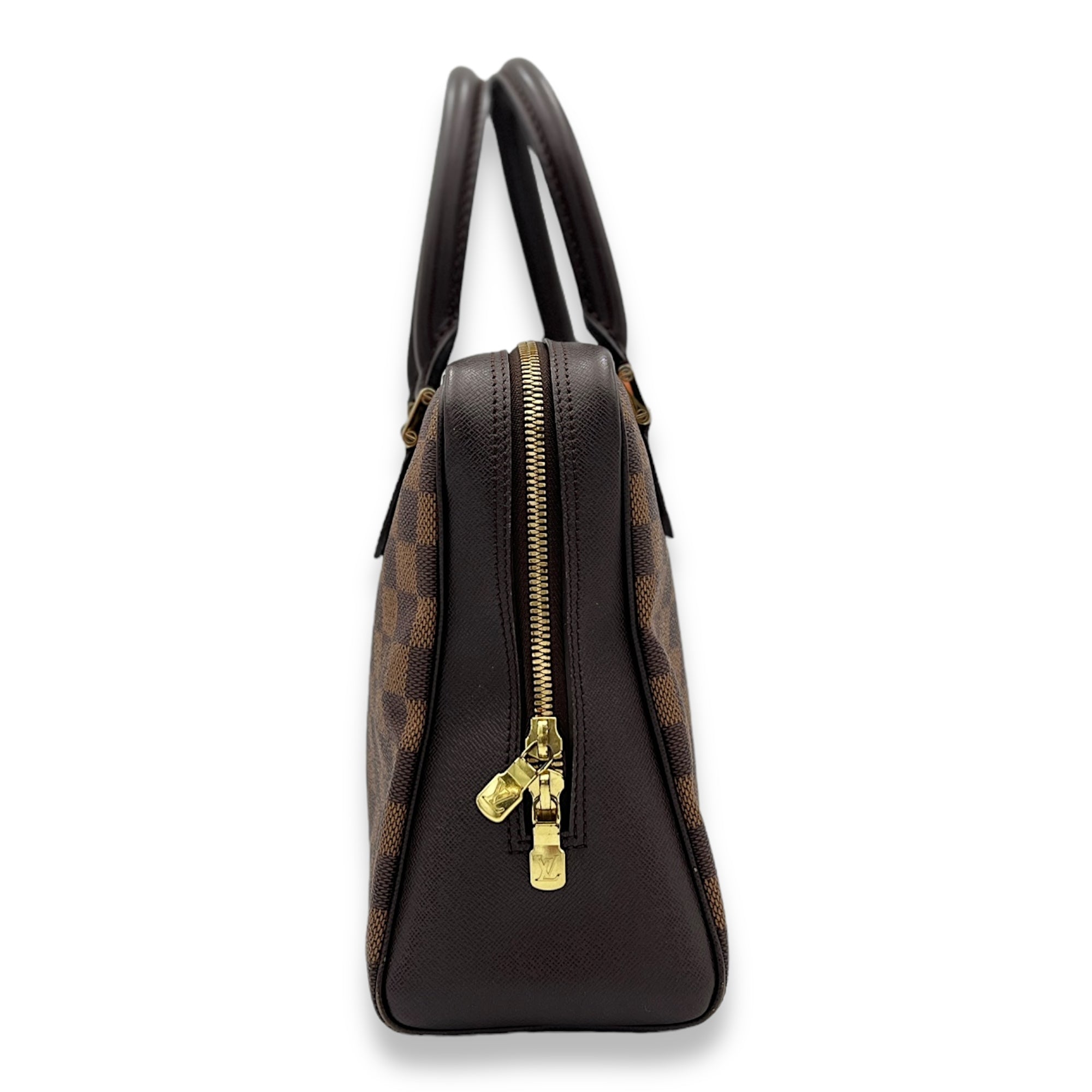 Brera Top Handle Bag Brown in Coated Canvas, Gold hardware