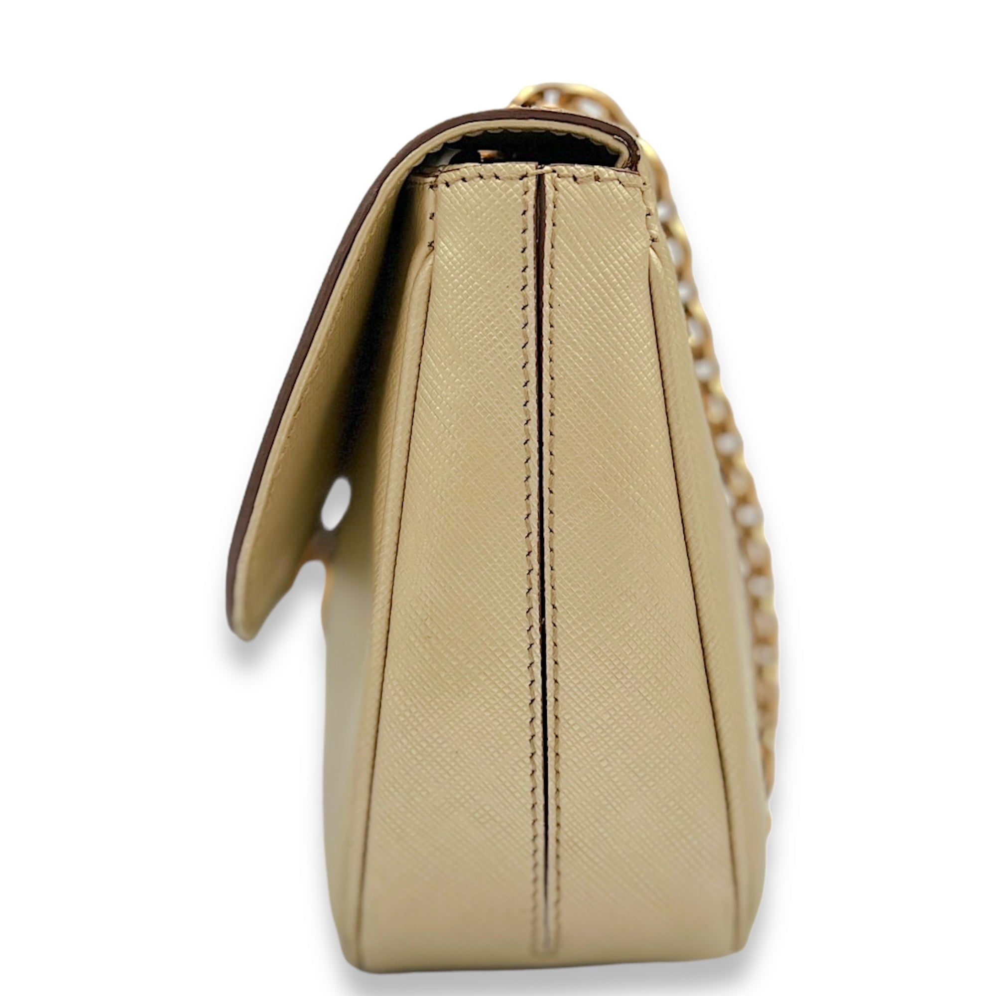 Luciana Gancini Gold Shoulder Bag in Calfskin, Rose Gold hardware