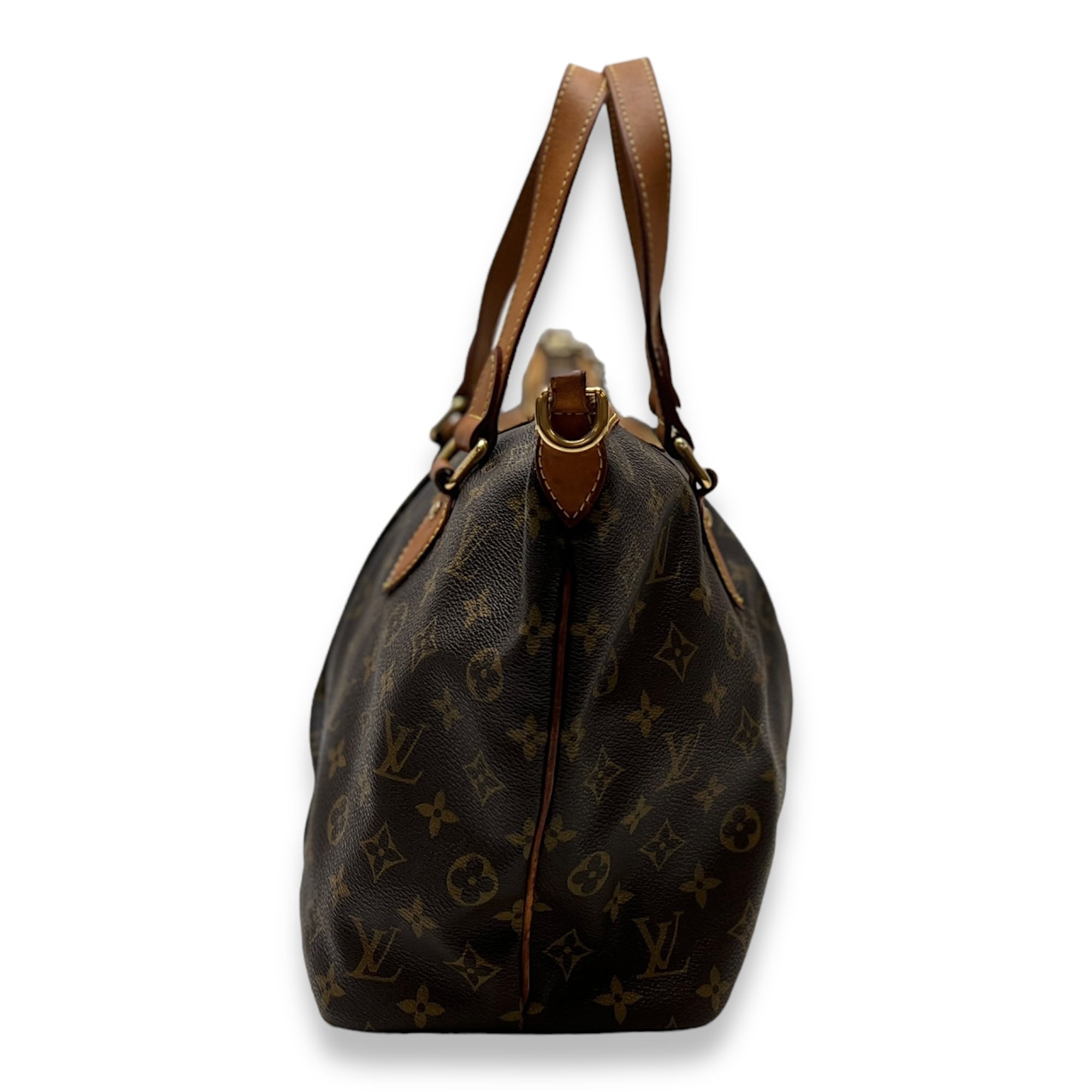 Palermo PM Brown Top Handle Bag in Monogram Coated Canvas, Gold hardware