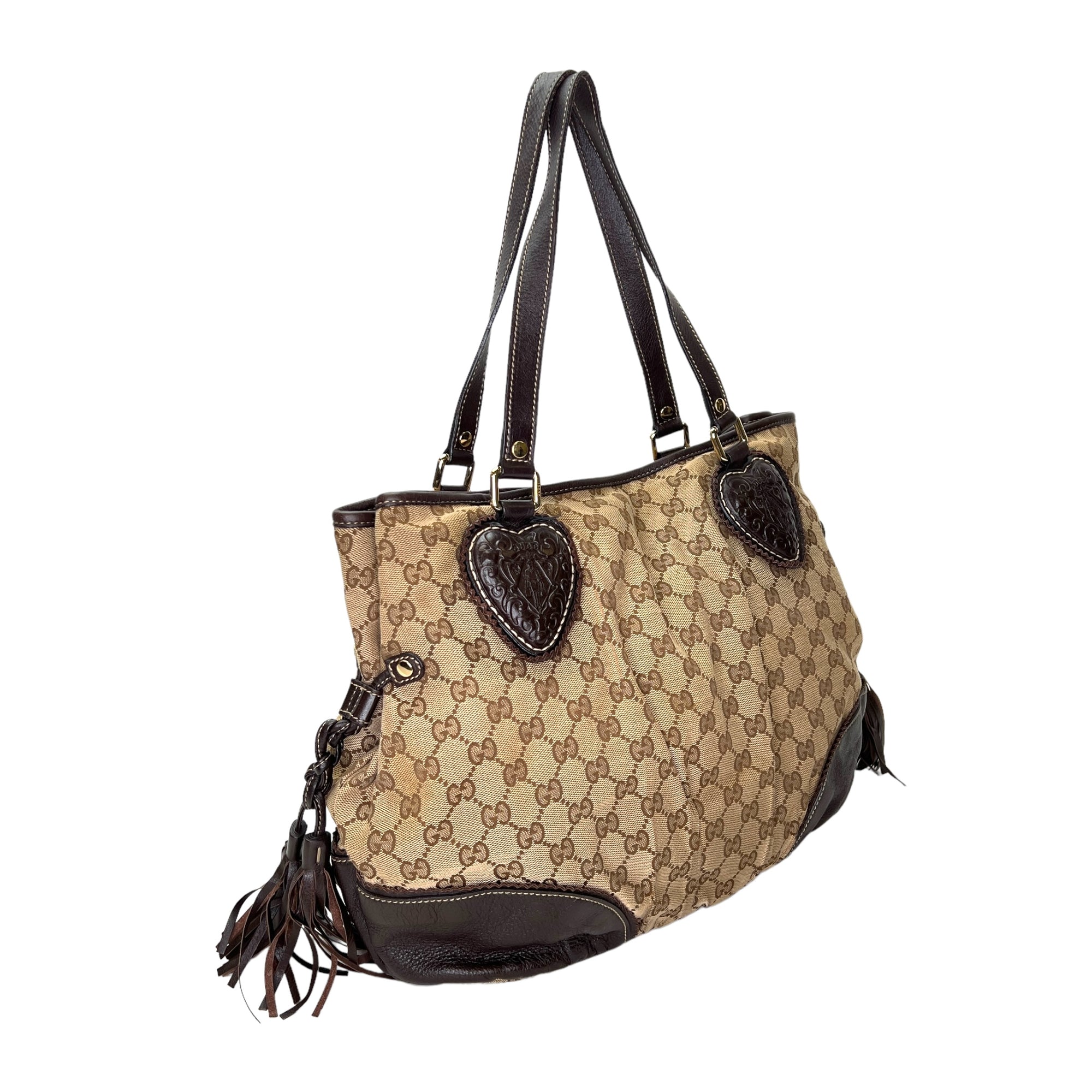 Tribeca Shoulder Bag  Brown in Canvas , Gold Hardware