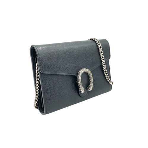 Dionysus Crossbody Bag  Black in Calfskin , Silver Hardware