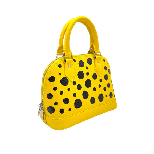 Alma X Yayoi Kusama BB Yellow Top Handle Bag in Epi Leather, Silver hardware