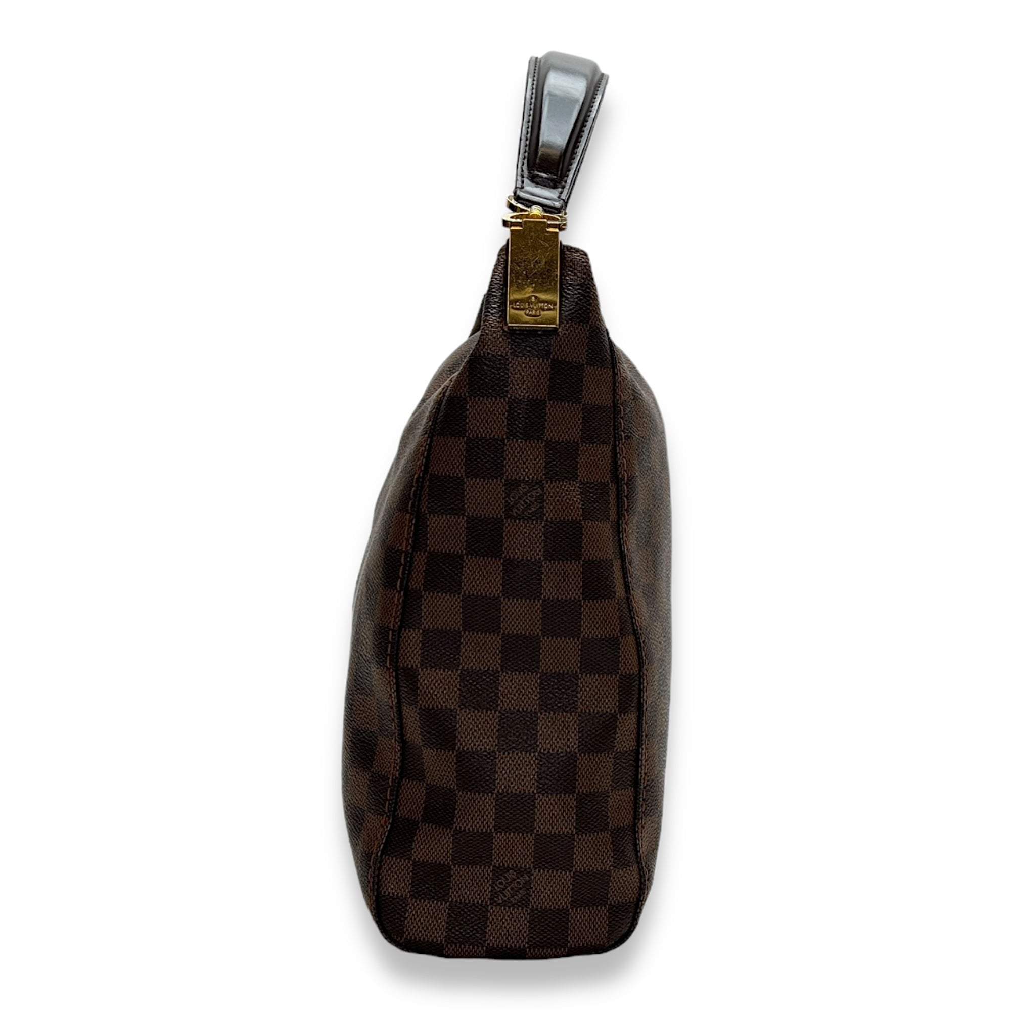 Portobello Damier Ebene Brown Shoulder Bag in Coated Canvas, Gold hardware