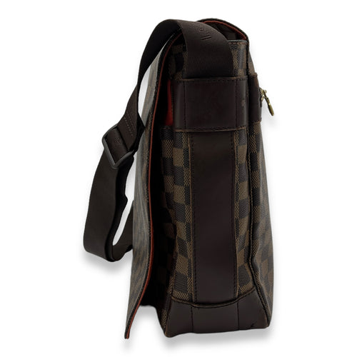 Bastille Messenger Bag Damier Ebene in Coated Canvas, Gold hardware