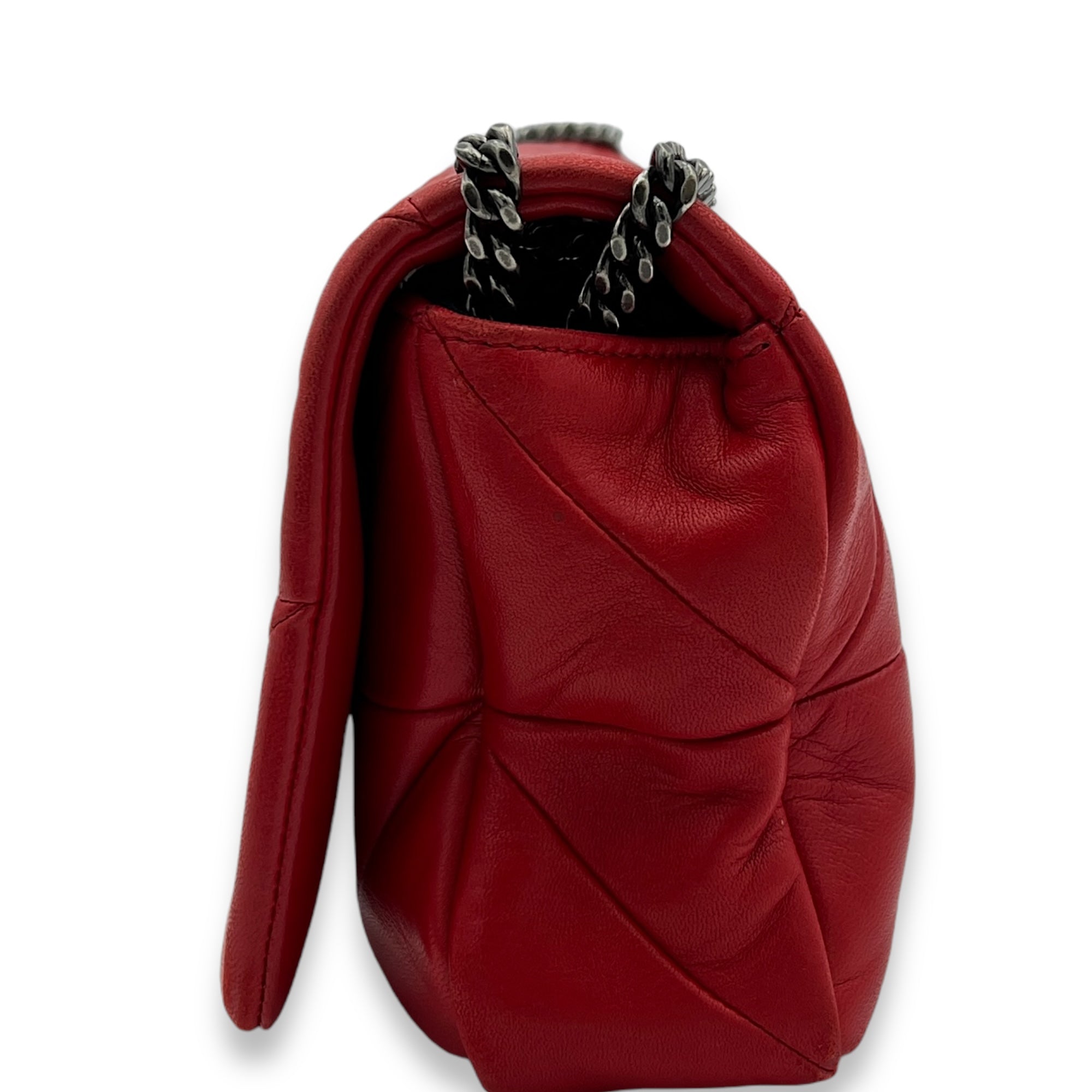 Jamie Medium Red Shoulder Bag in Lambskin, Silver hardware