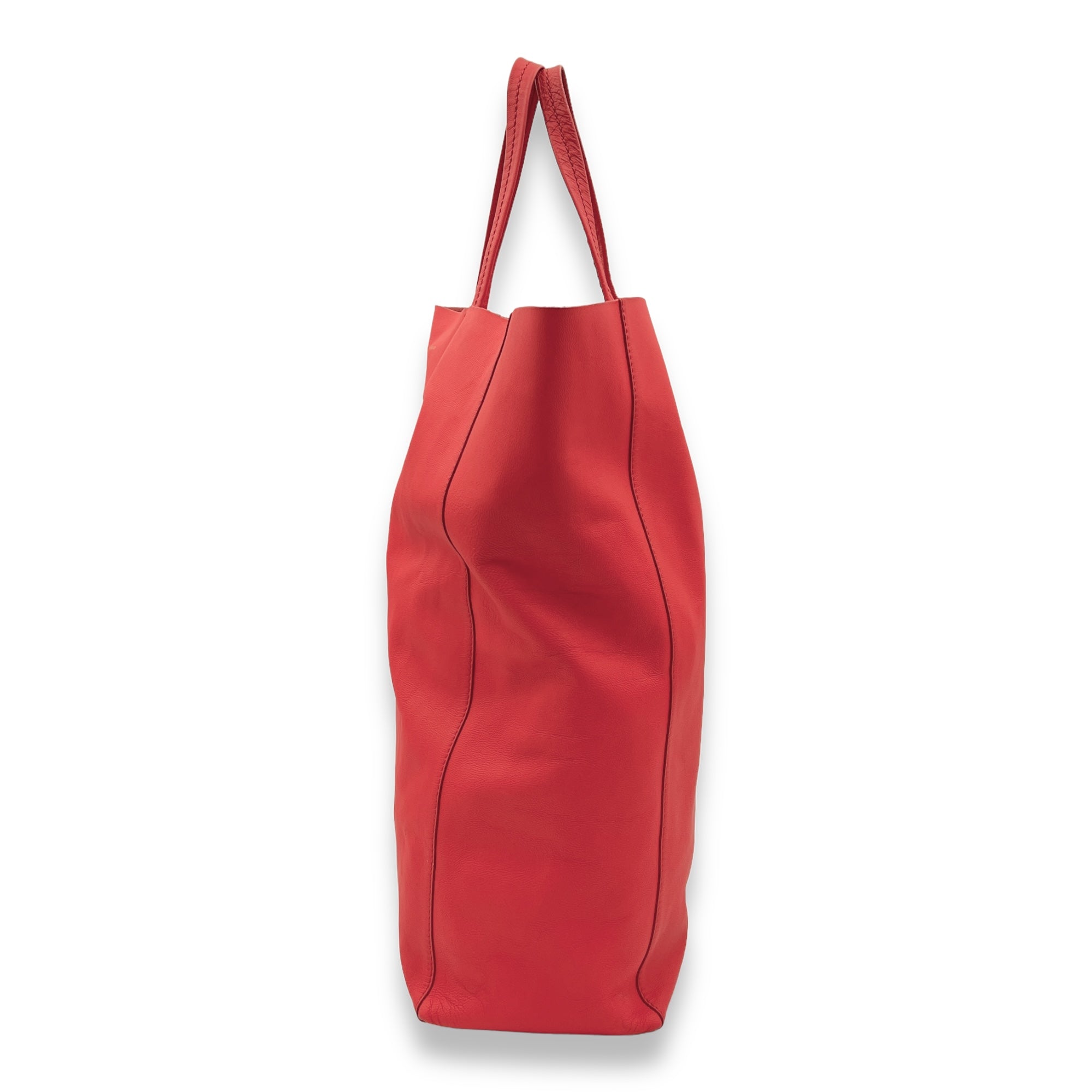 Vertical Cabas Red Tote Bag in Calfskin, Gold hardware