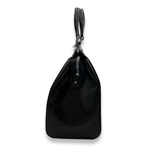 Brea MM Black Top Handle Bag in Epi Leather, Silver hardware