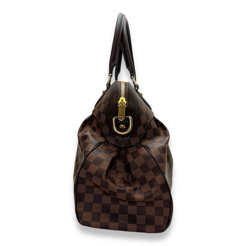 Trevi Damier Ebene GM Brown Top Handle Bag in Coated Canvas, Gold hardware