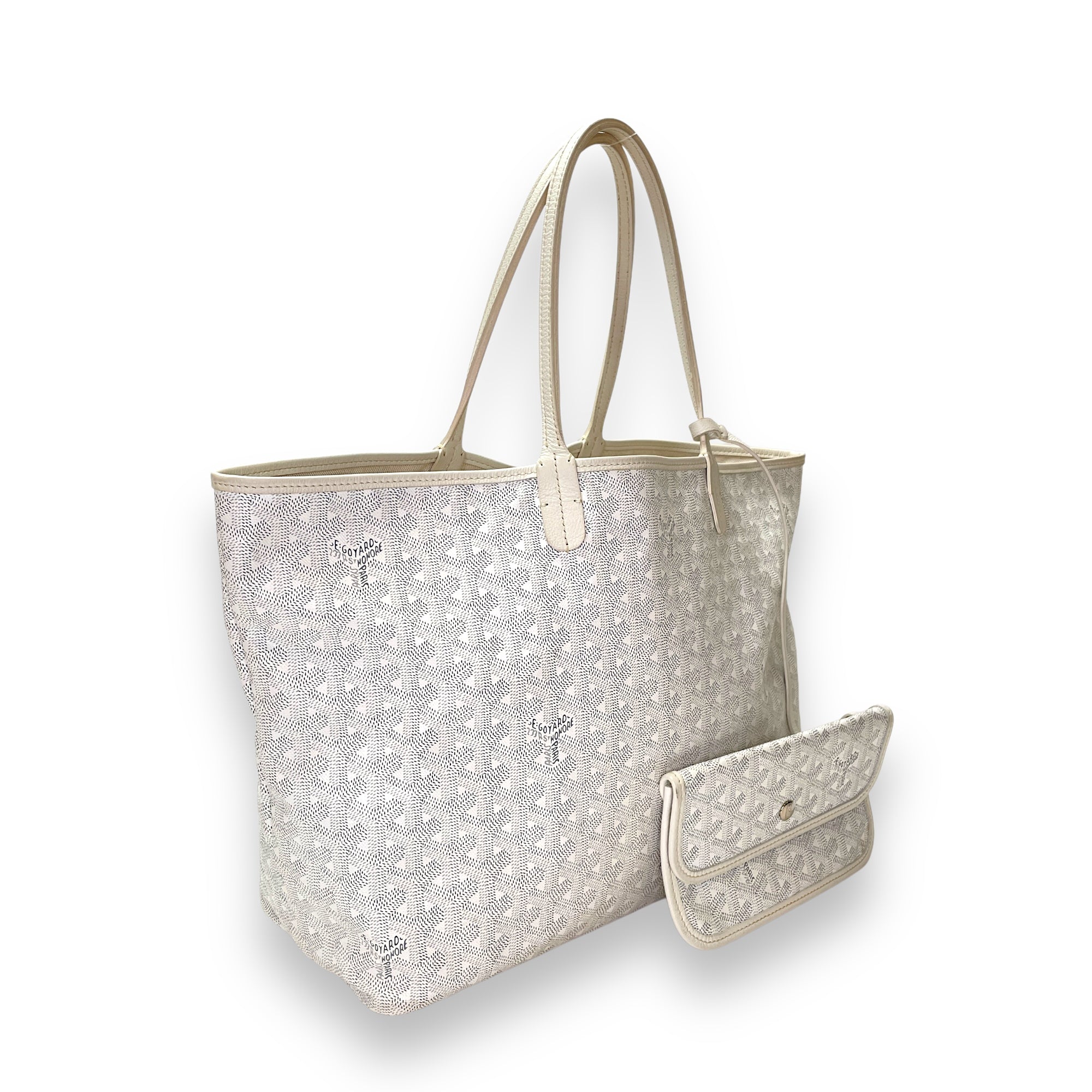 Saint Louis Tote Bag PM White in Coated Canvas, Silver hardware