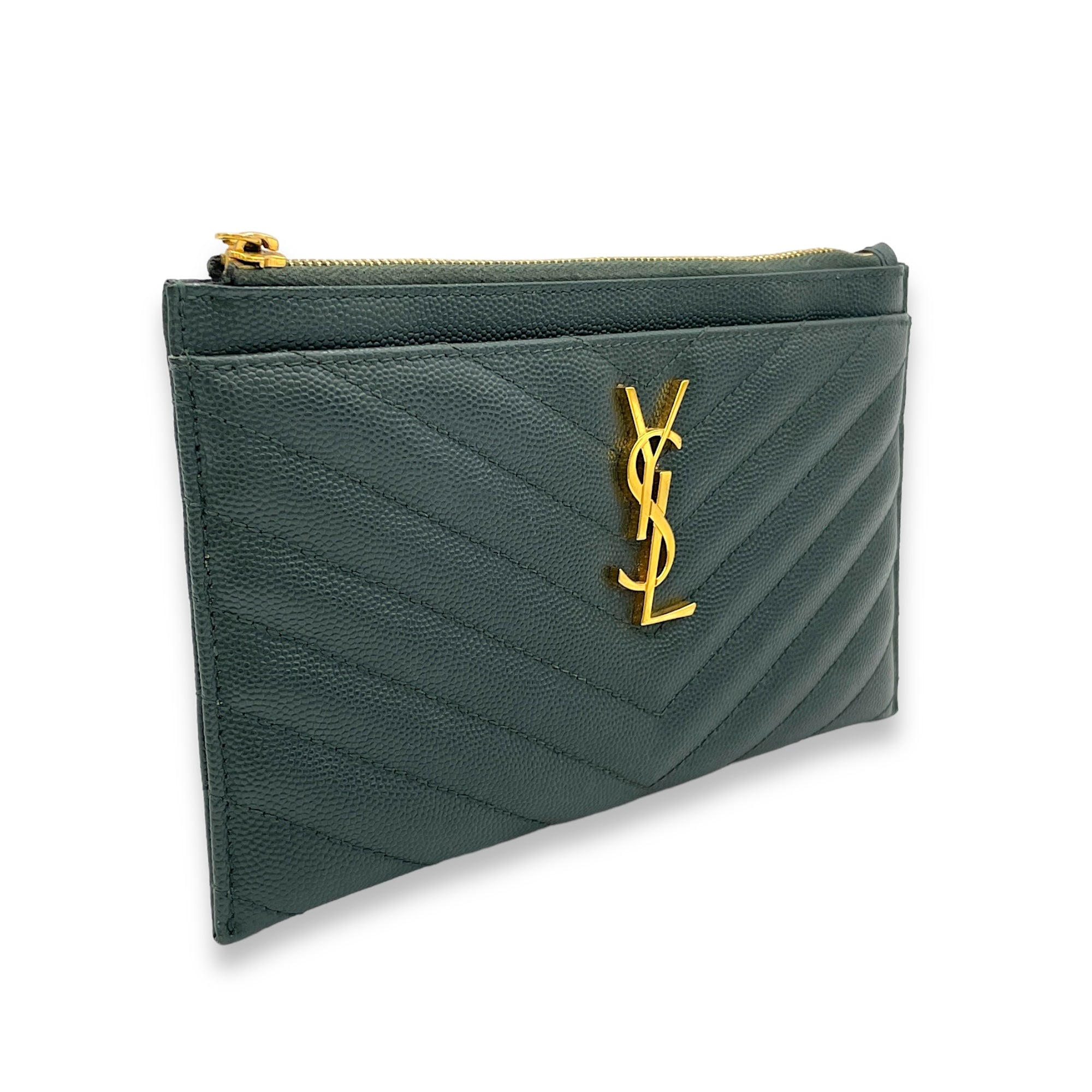 Cassandre Pouch Green in Calfskin, Gold hardware