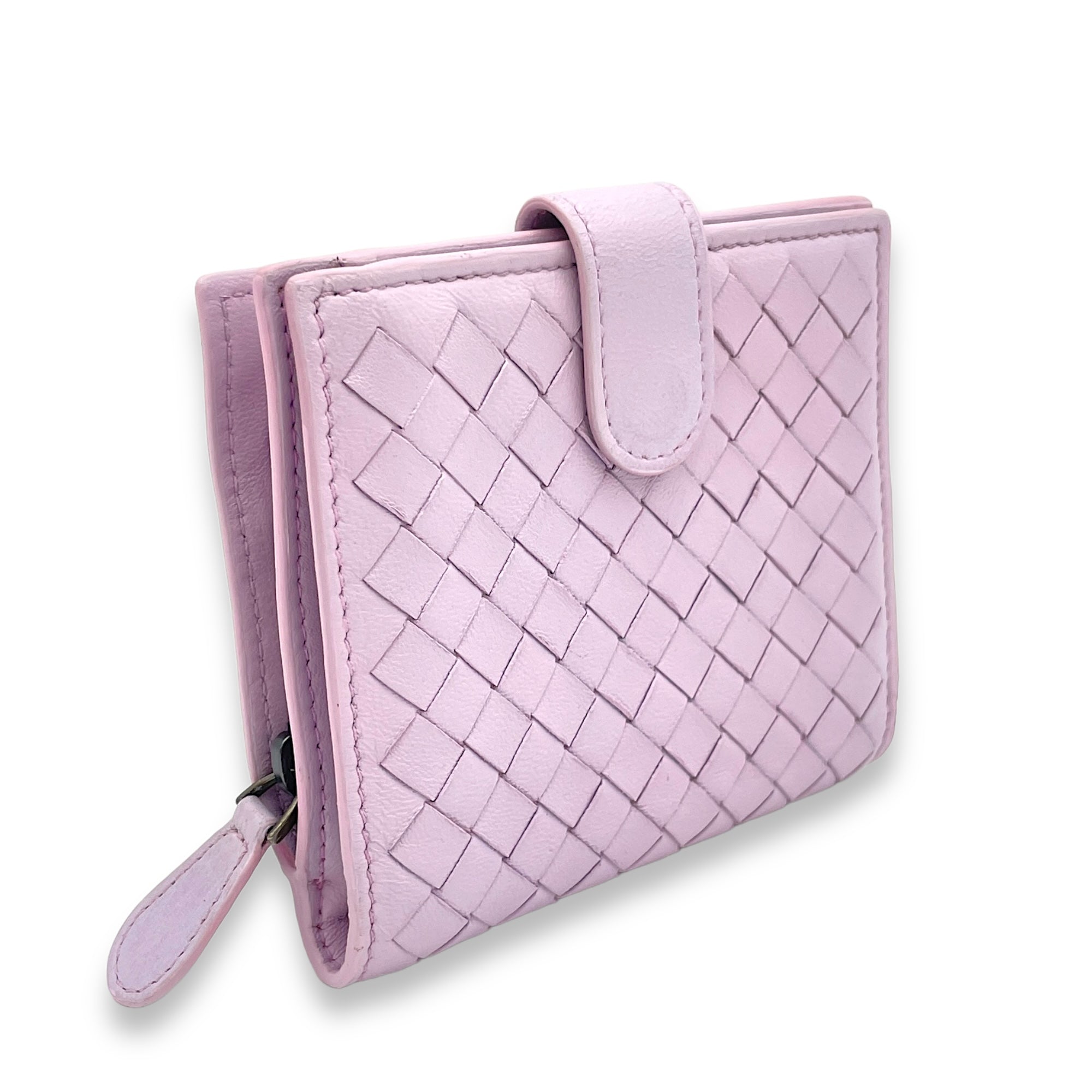 Intrecciato Purple Wallet in Lambskin, Gunmetal hardware