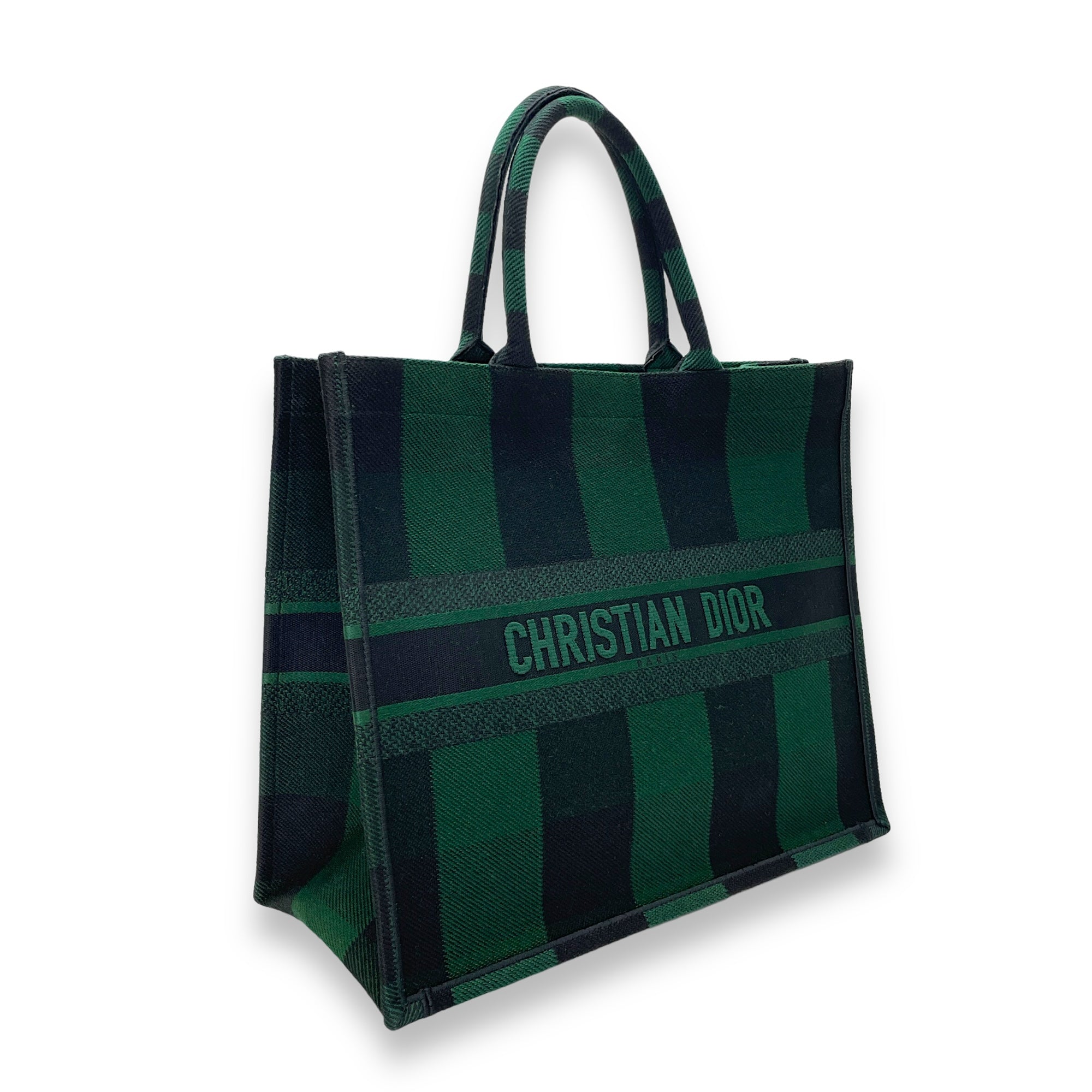 Book Tote Top Handle Bag Large Green in Canvas