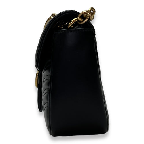 GG Marmont Shoulder Bag Black in Calfskin, Gold hardware