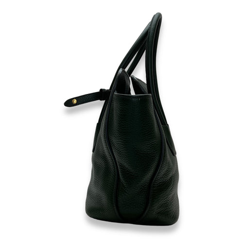 Logo Top Handle Bag Green in Calfskin, Gold hardware