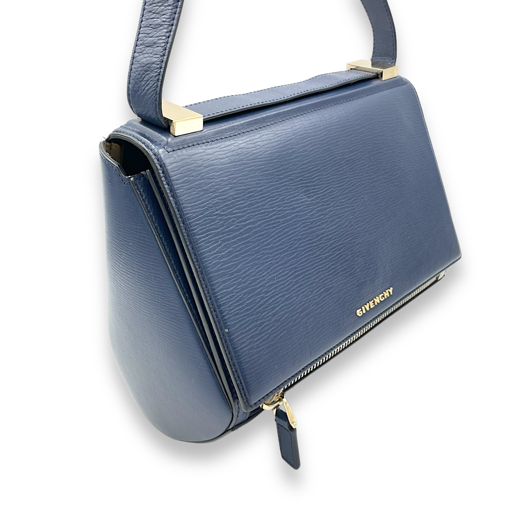 Pandora Navy Crossbody Bag in Calfskin, Gold hardware