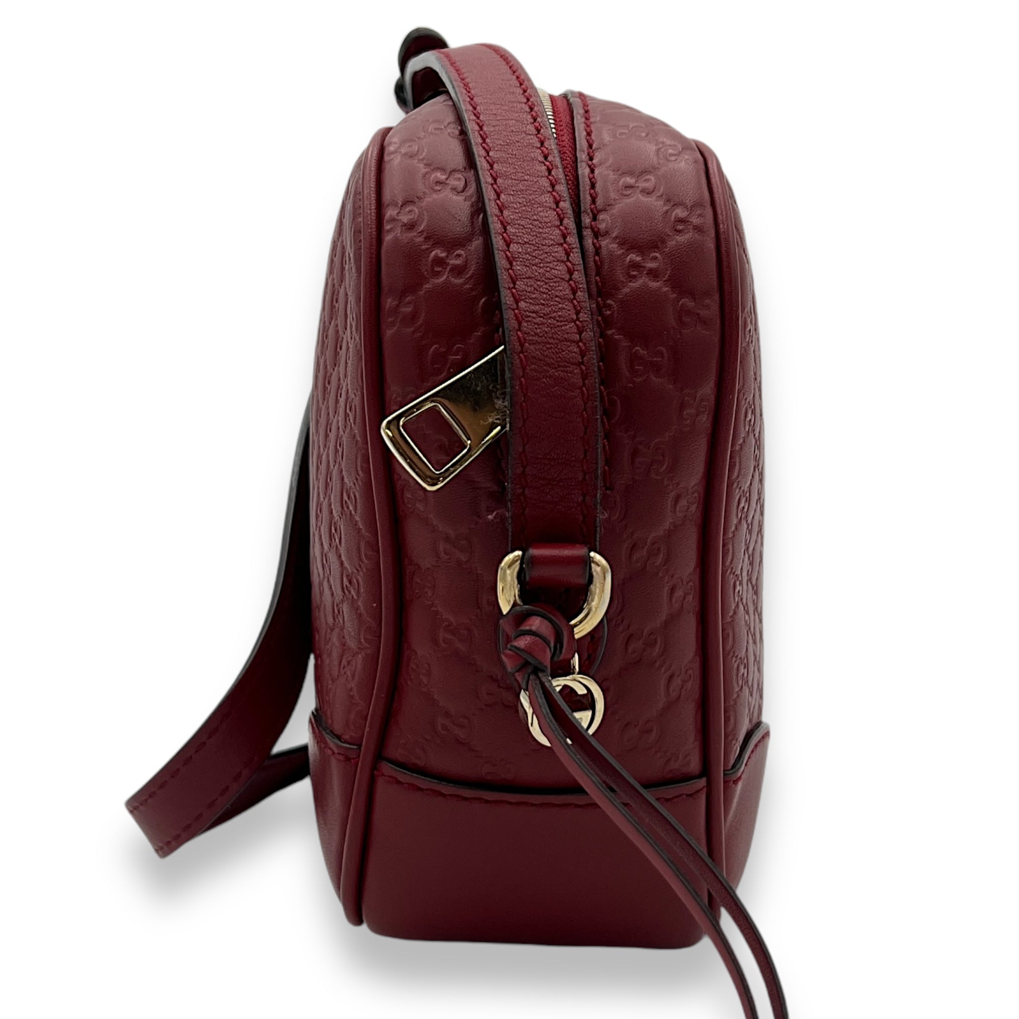 Bree Red Crossbody Bag in Guccissima Leather, Gold hardware