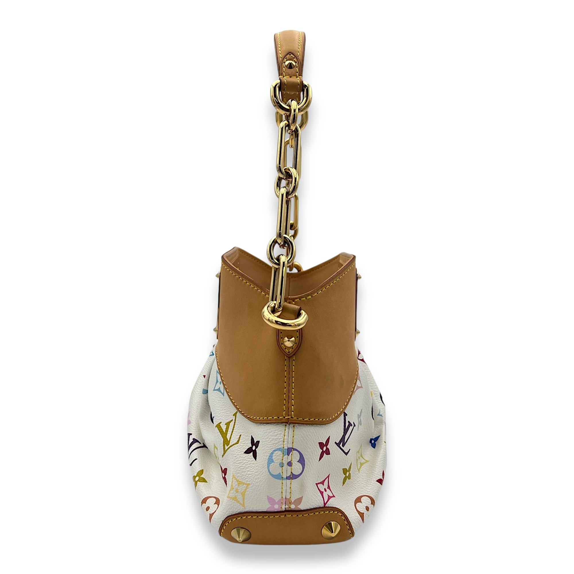 Judy PM Multi-colour Top Handle Bag in Coated Canvas, Gold hardware