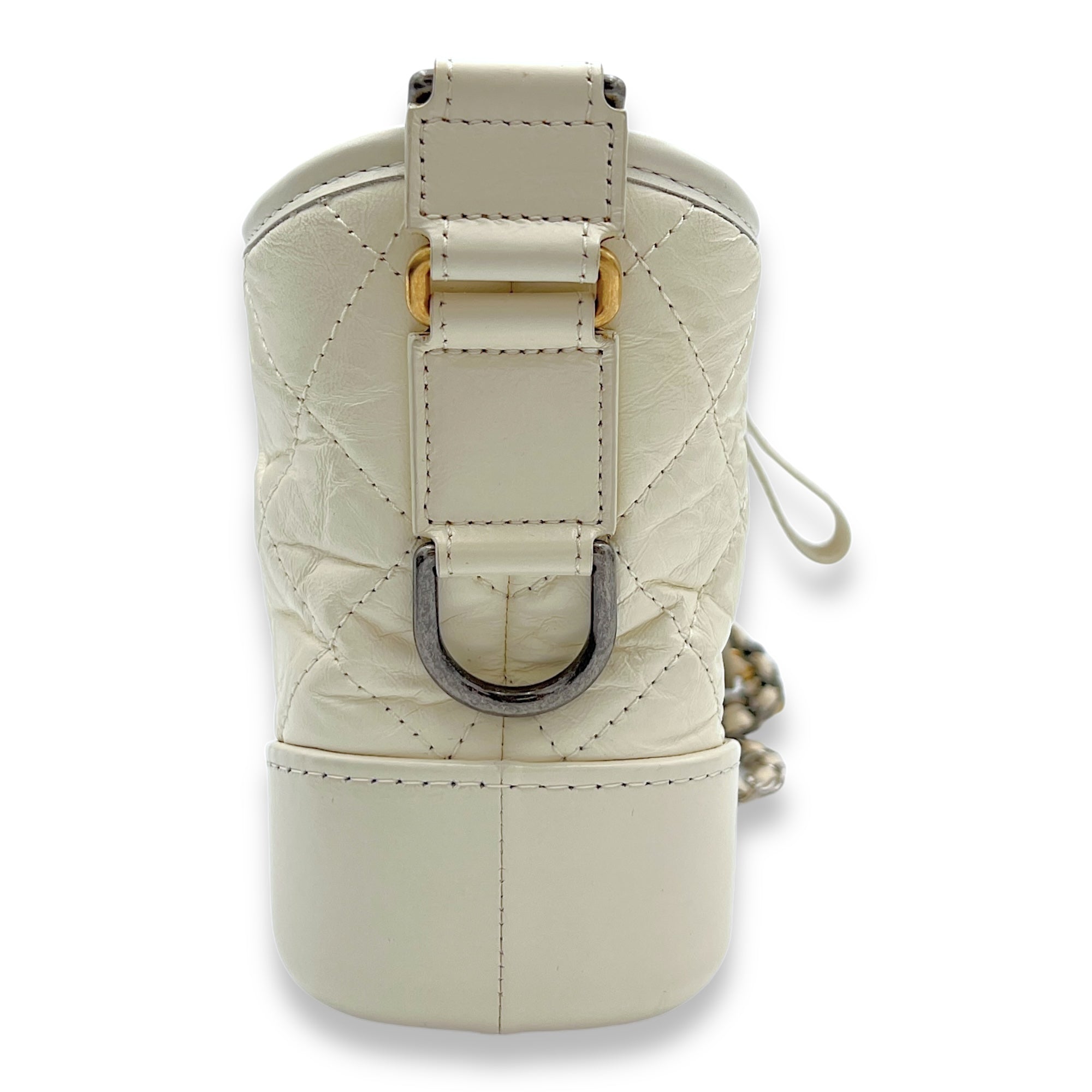 Gabrielle Small White Crossbody Bag in Calfskin, Mixed hardware