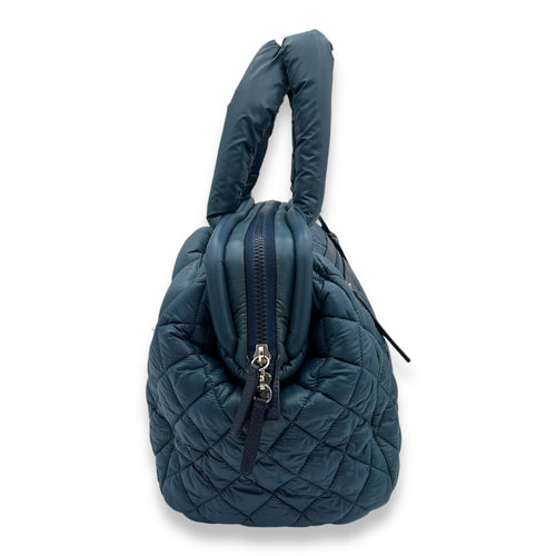 Cocoon Top Handle Bag Blue in Nylon, Gold hardware