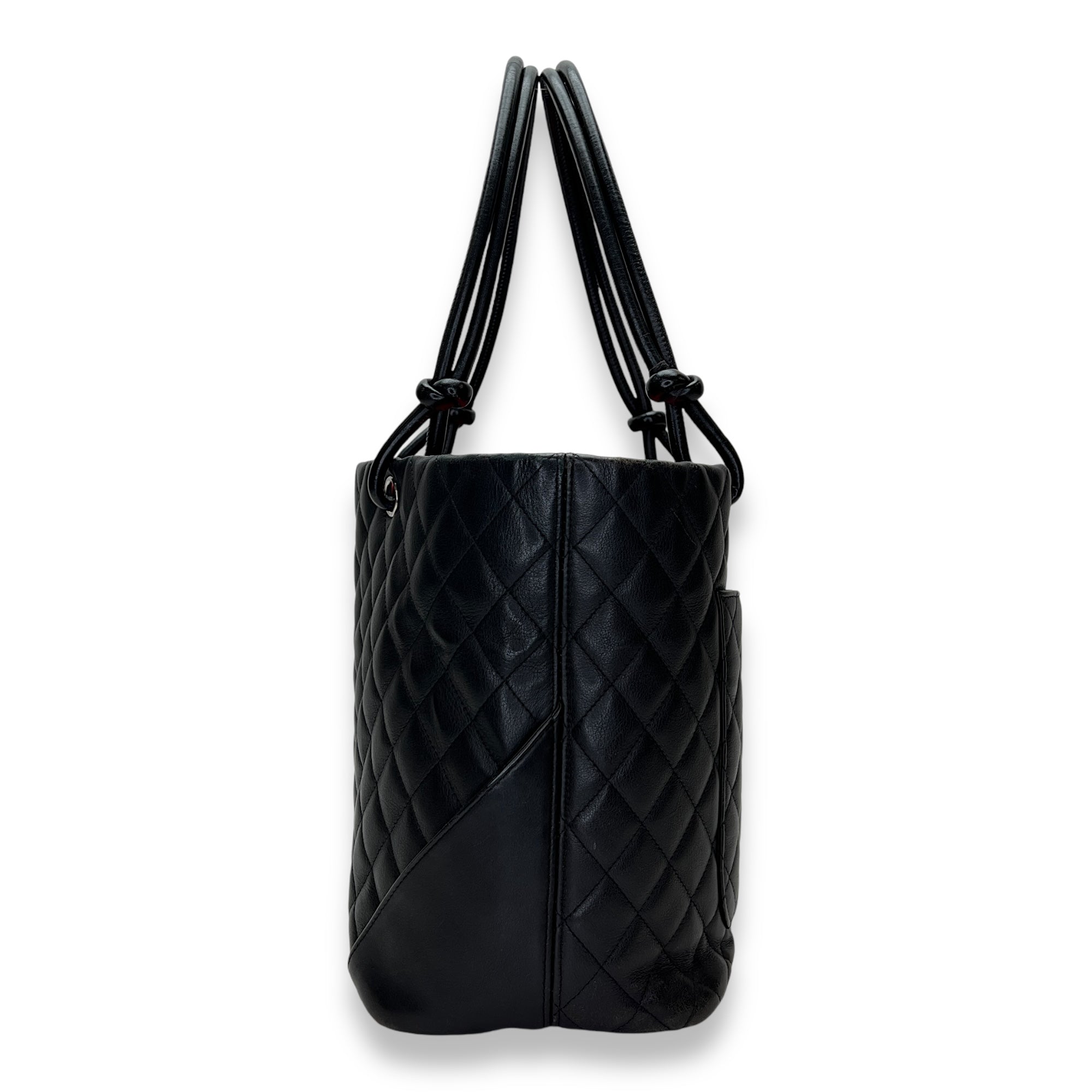 Cambon Tote Bag  Black in Lambskin , Silver Hardware