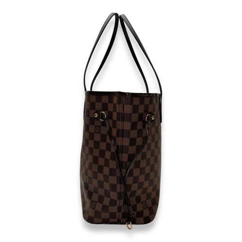 Neverfull MM Brown Tote Bag in Coated Canvas, Gold hardware