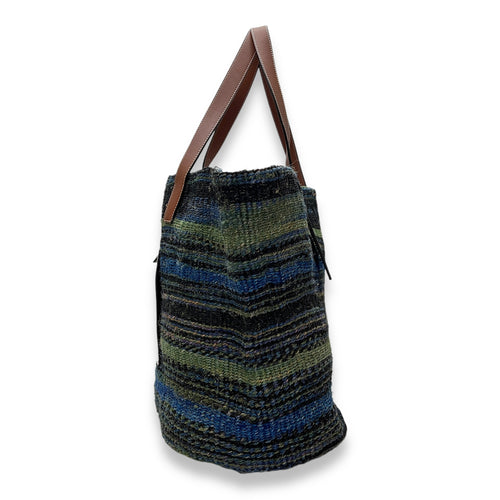 Straw Tote Bag Multi-colour in Raffia, Silver hardware