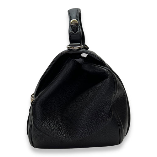 Bamboo Top Handle Bag Black in Calfskin, Silver hardware