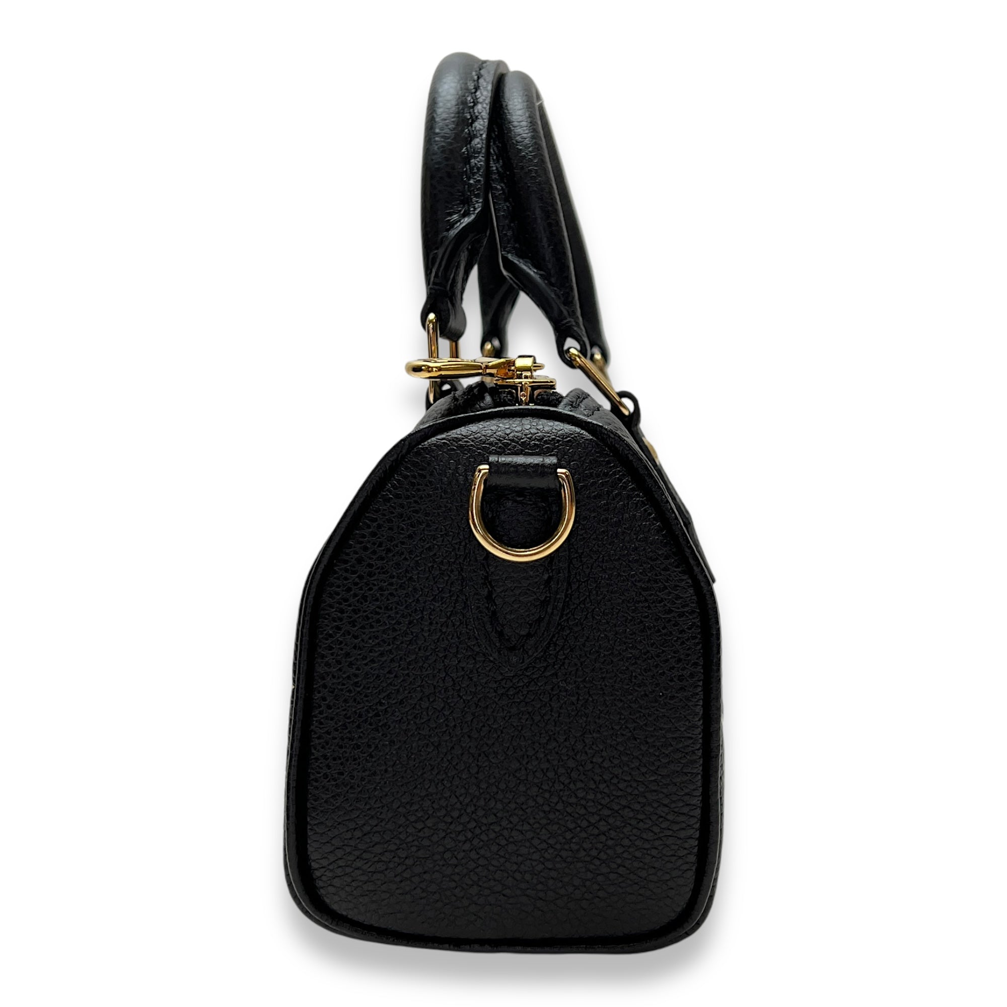 Speedy Nano Black Top Handle Bag in Empreinte Leather, Gold hardware