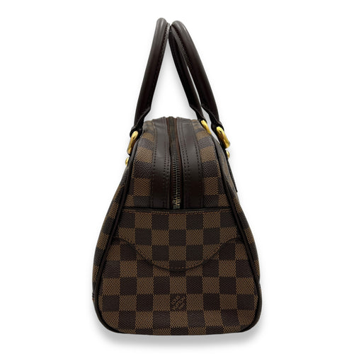 Duomo Damier Ebene Top Handle Bag in Coated Canvas, Gold hardware