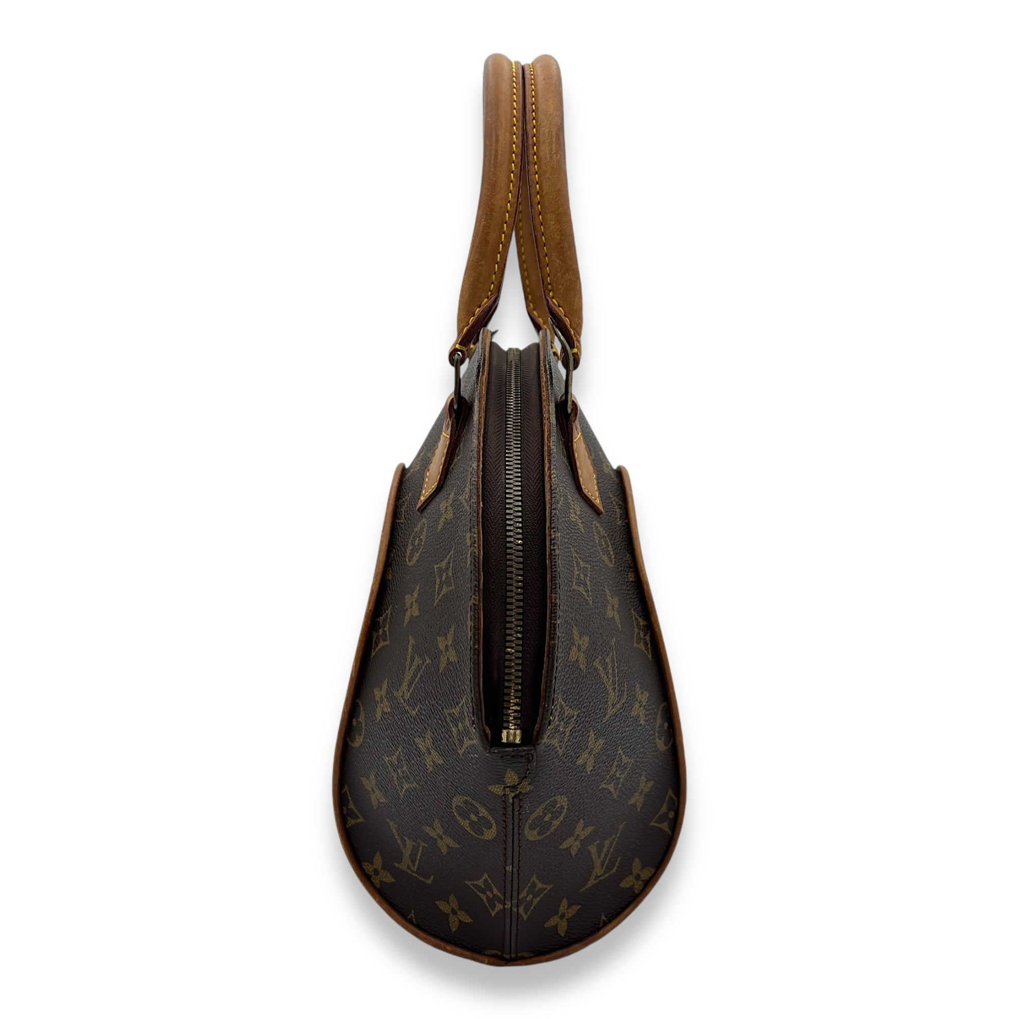 Ellipse Top Handle Bag Brown in Monogram Coated Canvas, Gold hardware