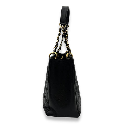 GST Black Tote Bag in Caviar Leather, Gold hardware