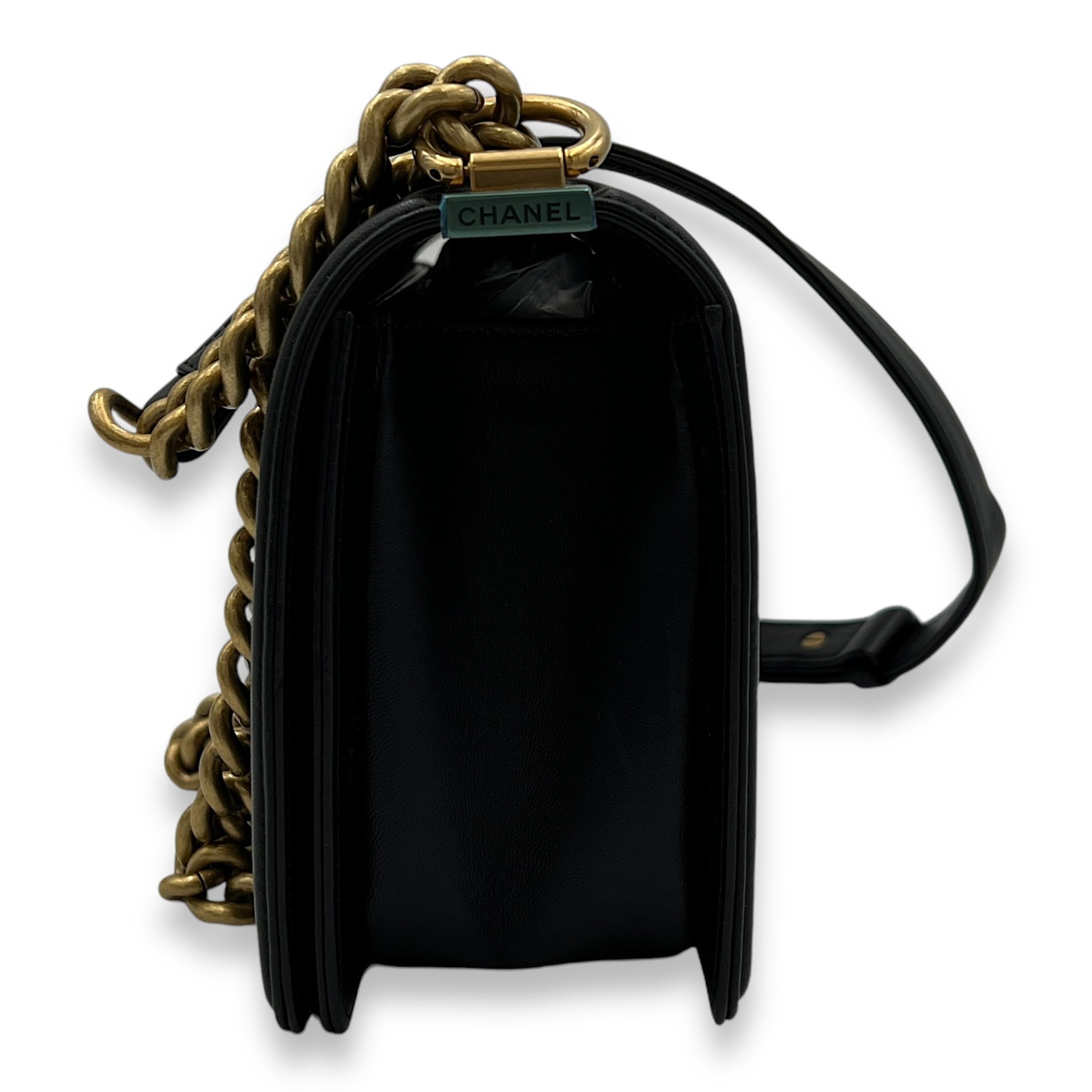 Boy Crossbody Bag Medium Black in Lambskin, Gold hardware