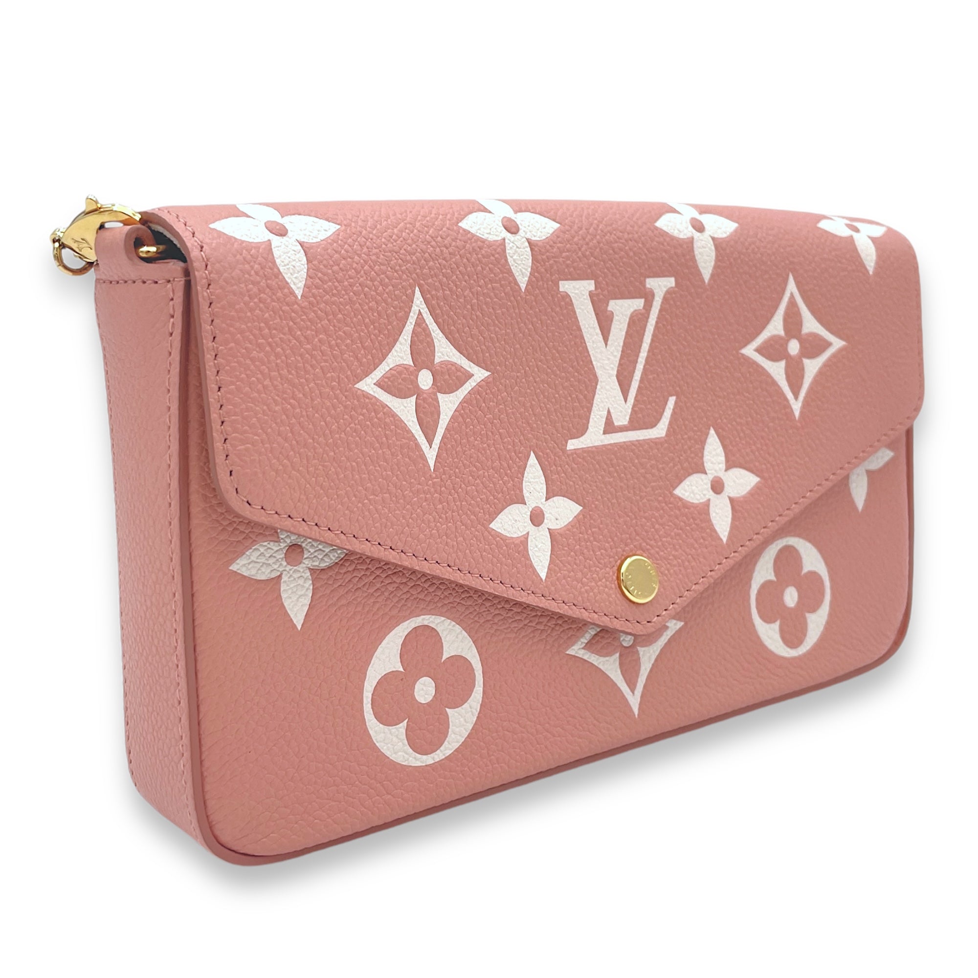 Felicie Wallet On Chain Pink in Monogram Empreinte Leather, Gold hardware