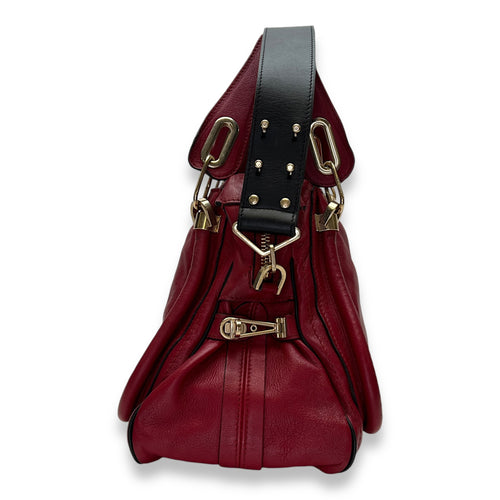 Paraty Shoulder Bag Red in Calfskin, Gold hardware