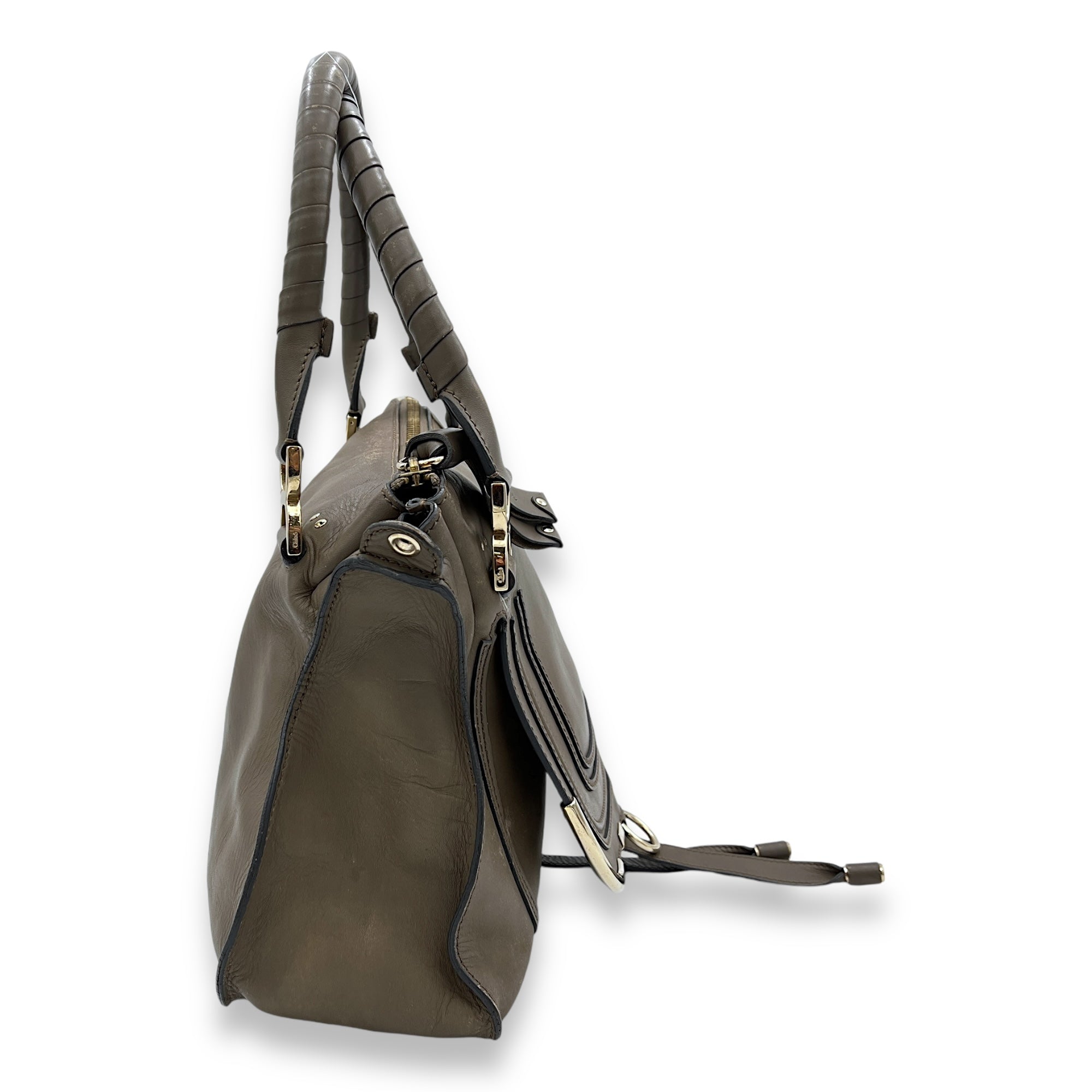 Marcie Shoulder Bag Grey in Calfskin, Light Gold hardware