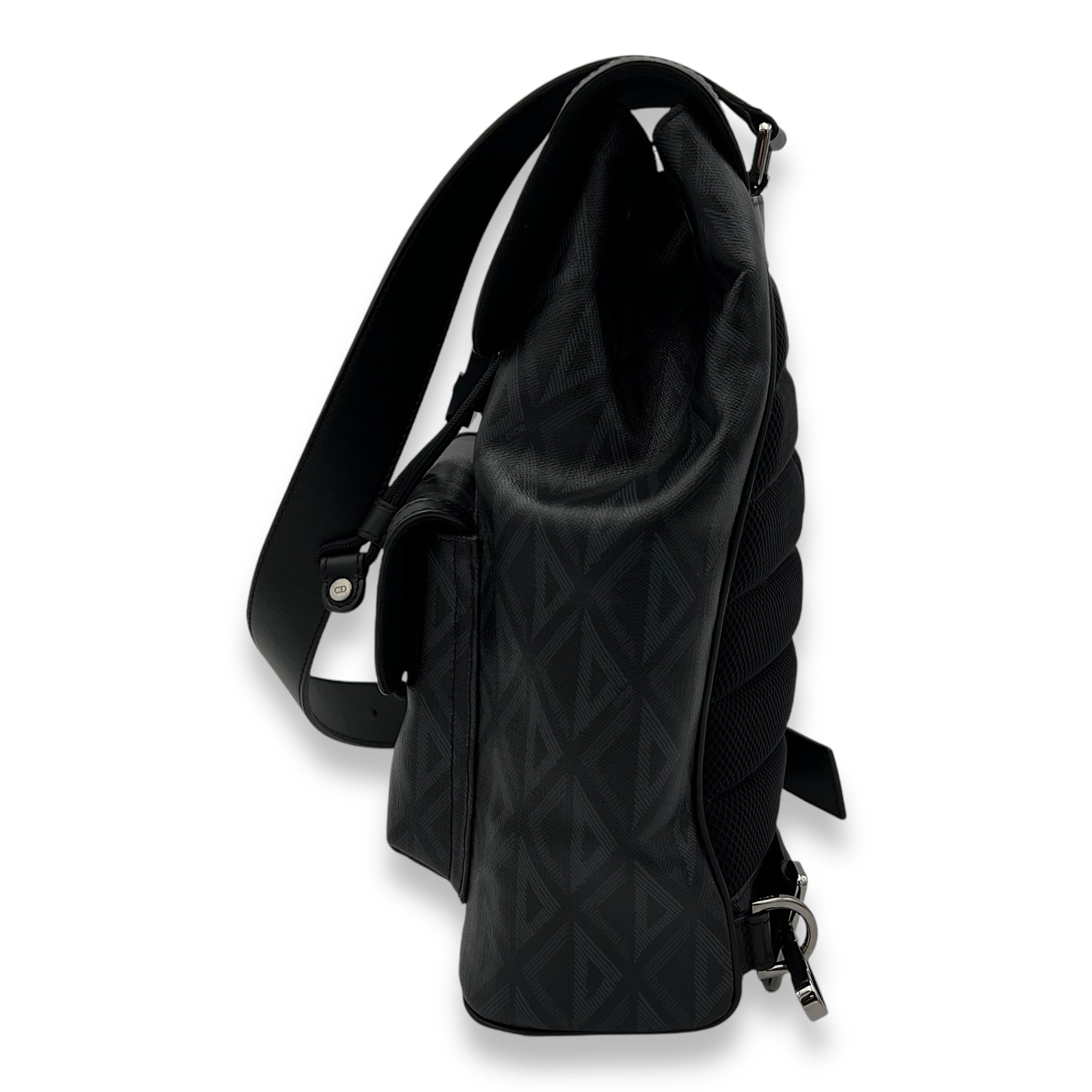 Hit the Road Black Crossbody Bag in Coated Canvas, Silver hardware