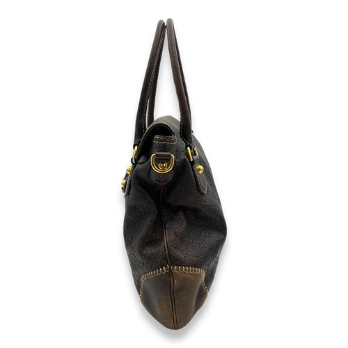 Horsebit 1955 Shoulder Bag Brown in Calfskin, Gold hardware