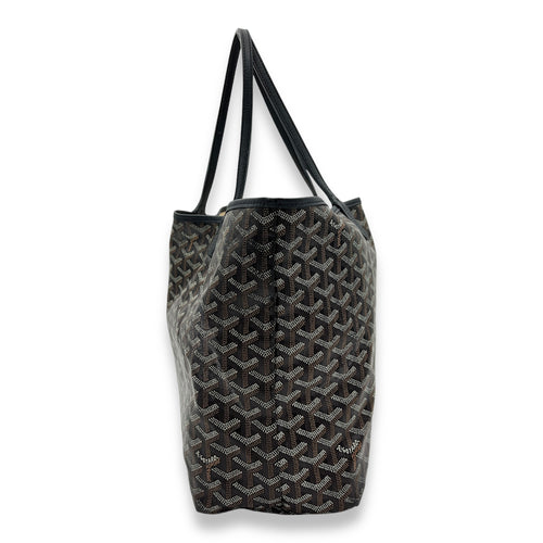 Saint Louis Tote Bag PM Black in Coated Canvas, Silver hardware