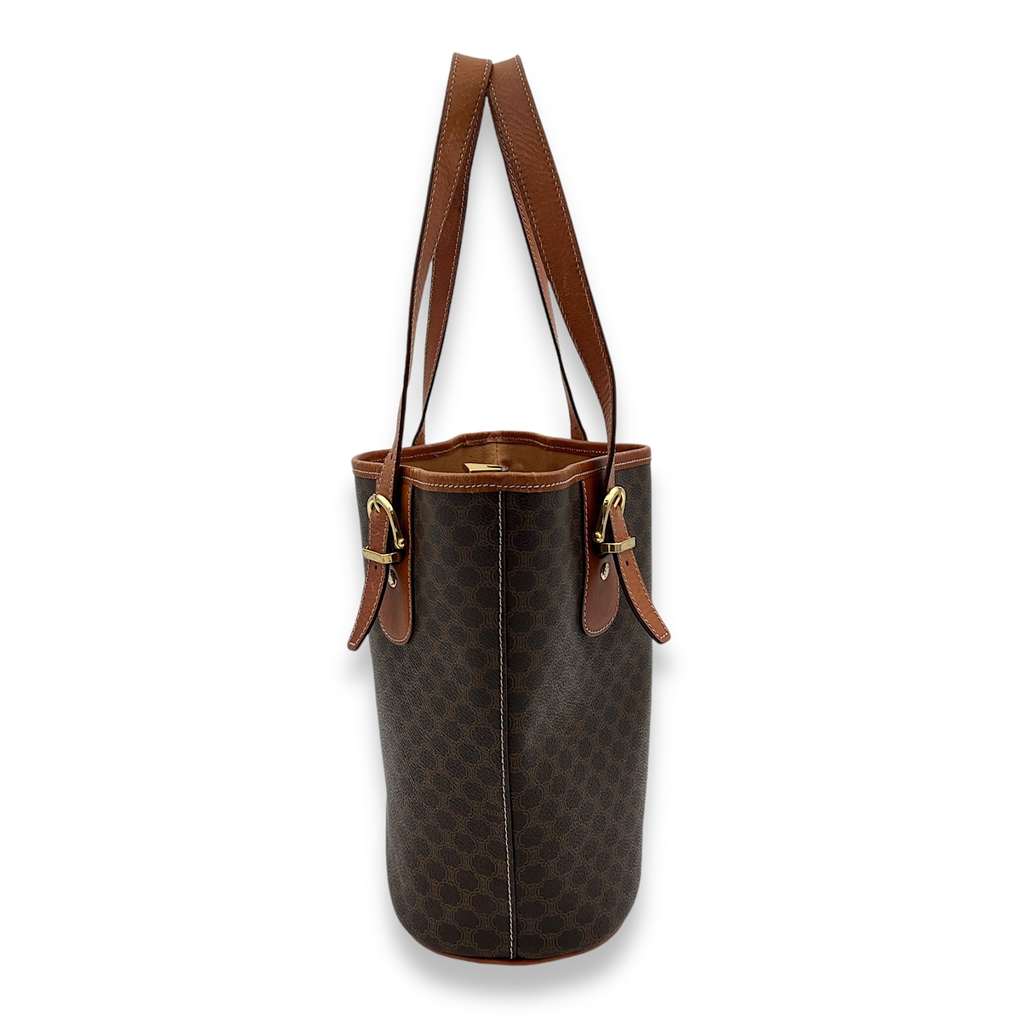 Macadam Tote Bag Brown in Coated Canvas, Gold hardware